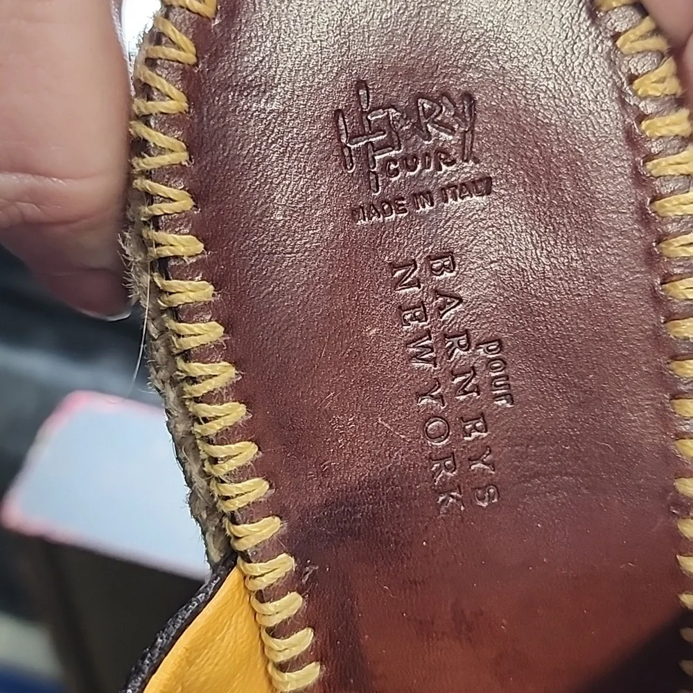 HENRY CUIR Espadrille Wedge-heeled Sandals, Size 40 - Picture 2 of 8